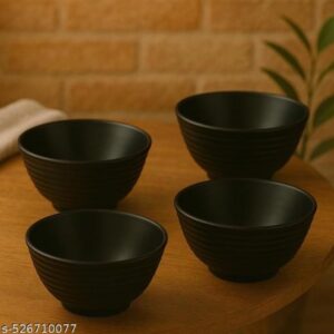 Globenox Premium Melamine Black Dinner Bowls – Pack of 2, Durable & Stylish