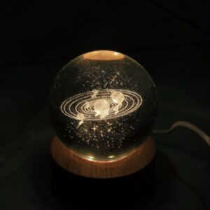 Glass 3D Solar System Night Lamp – Astronomy Ball with LED Colorful Lighting & Touch Base